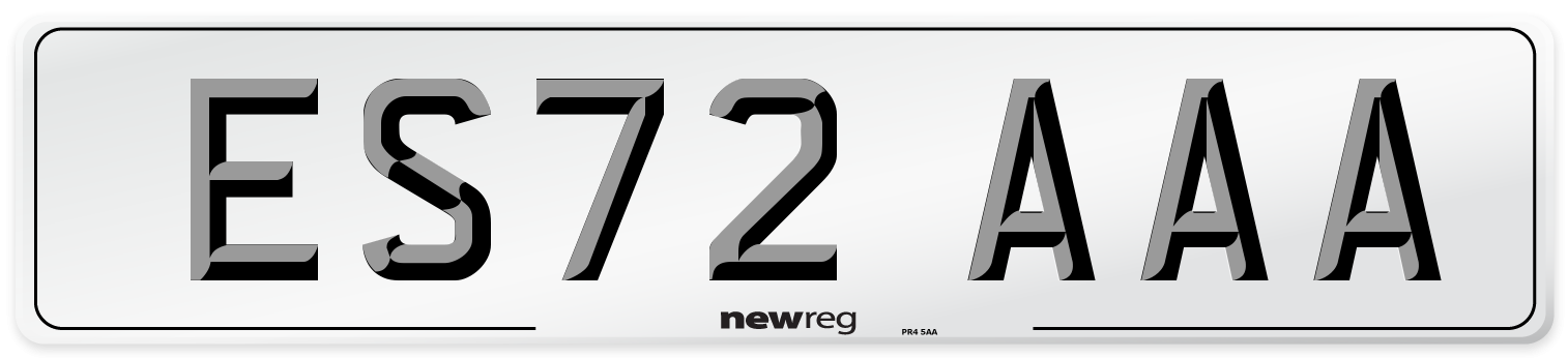 ES72 AAA Number Plate from New Reg